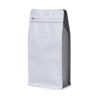Sac d'emballage pour café en papier kraft imprimé sur mesure, pochette à fond plat avec valve, fermeture éclair refermable pour grains de café