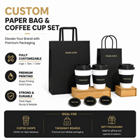 Sac en papier kraft imprimé sur mesure pour l'emballage de marques de café avec gobelet en papier de qualité supérieure et emballage à emporter