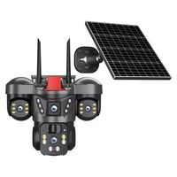 Caméra de surveillance solaire à triple objectif 360 degrés avec connectivité 4G LTE et surveillance à distance HD pour ferme, verger et maison