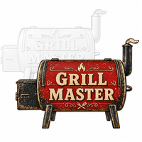 Plaque Métallique Décorative Murale Vintage pour Patio, Motif Grilleur BBQ Amusant, en Étain Embossé, Personnalisable, Fournisseur Direct d'Usine OEM