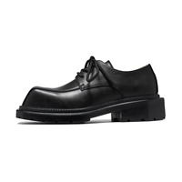 Chaussures habillées en cuir véritable pour hommes, style britannique, à semelle épaisse, noires, à bout rond, décontractées pour le printemps