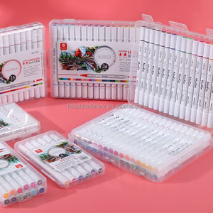 Rotuladores de pincel plano de doble punta de tinta permanente personalizables Juego de rotuladores de doble pincel para dibujo en papel - Product Image 1