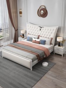 Modern Soft Upholstered Platform <b>Bed</b> <b>Queen</b> <b>Size</b> With Tufted Headboard Beige And Pink Design - Product Image 5