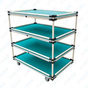 פלסטיק תעשייתי מצופה חומר רזה טיפול עגלות ערמה מדפים - Product Image 1