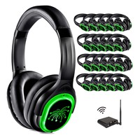 Casque audio LED circum-auriculaire pour Silent Disco RF998B, 7 canaux, logo personnalisé pour soirées silencieuses, conventions silencieuses, conférences silencieuses