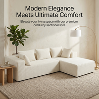 Canapé convertible en L avec revêtement en chenille, coussins rembourrés en éponge, 3 places, canapé compressé, idéal pour villa moderne et appartement