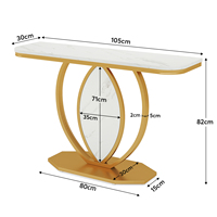 Tribesigns Table d'entrée en faux marbre blanc de 41.3 pouces Table d'appoint moderne derrière canapé pour entrée Tables consoles dorées