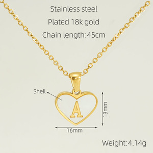 26 lettere inglese collana conchiglia d'<span class=keywords><strong>amore</strong></span> femminile <span class=keywords><strong>tutto</strong></span> in acciaio inox lettera ciondolo all'ingrosso - Product Image 4