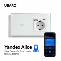 Interruptor de Luz Táctil Inteligente UBARO WiFi de 2 Canales, Panel de Vidrio Templado de 157 mm, Clasificación IP20, Monitor de Energía, Compatible con Tuya Smart Life Home