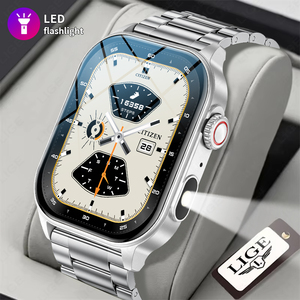 Lige BWKM02 Nouvelle Montre Connectée Tendance Carrée en Acier Inoxydable, Suivi de Santé <span class=keywords><strong>24H</strong></span>, Lampe Torche, Assistant Vocal, Batterie 370 mAh, Smartwatch pour Hommes - Product Image 2