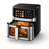 Four à friture numérique grande capacité, friteuse électrique avec corps en acier inoxydable, fenêtre de visualisation en verre, commande tactile