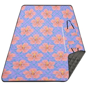 60*80inch <b>Roll</b> up Aloha Picnic Blanket Waterproof Extra Large Flower Custom Print Foldable Outdoor Beach <b>Mat</b> Picnic Bag - Product Image 6