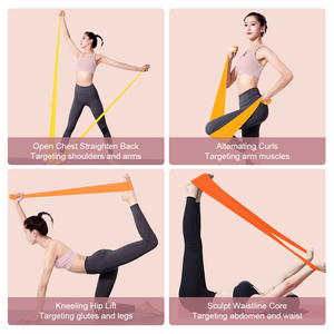 Bande de Résistance en Latex Orange Dégradé Personnalisée pour Pilates, Yoga, Danse, Étirements, Exercices Poitrine, <span class=keywords><strong>Dos</strong></span>, Hanches, Bras, Jambes, Taille - Product Image 4