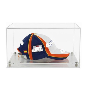 JUST CASE Factory Custom Clear Acrylic 4mm Thick Baseball Cap Holder Countertop Display Case Metal Feet Base Custom Logo USA - Product Image 2