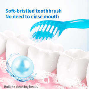 Одноразовая зубная щетка 5-в-1 с зубной пастой внутри, портативный дорожный набор с очистителем для языка, для отелей, самолетов, кемпинга - Product Image 3