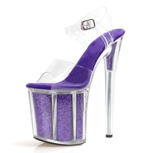 Sandali da Donna con <span class=keywords><strong>Tacco</strong></span> Alto 8 Pollici-20cm, Nero, <span class=keywords><strong>Tacco</strong></span> Sottile, per Banchetti e Pole Dance, Estivi, Punta Aperta, Moda Sfilata - Product Image 6