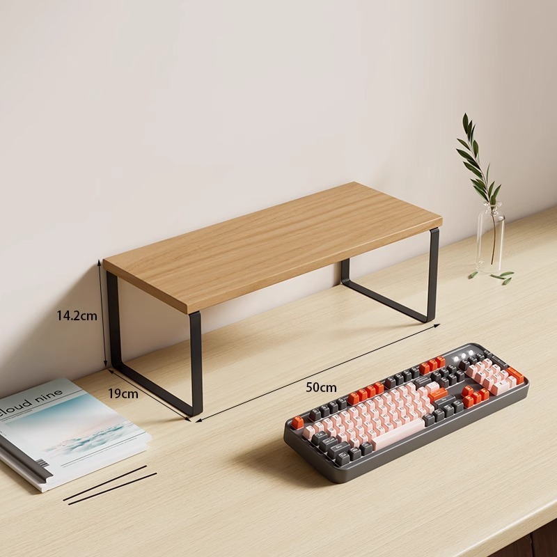 Small size 50X19X14.2CM, natural wood color with black frame.