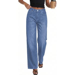 Vaqueros de Pierna Ancha para Mujer, de Cintura Alta, Elásticos, Estilo Palazzo, con Costuras Frontales, Ropa de Moda Verano 2026 - Product Image 4