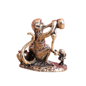 1 Pieza de Adorno Decorativo de Escritorio de Latón Retro con Mono Embriagado de los Doce Signos del Zodíaco Bebiendo Té - Product Image 6