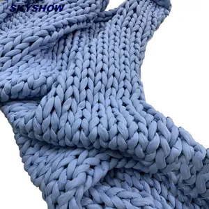最新スタイル12-25lbs分厚い手編みメキシコ綿織りスローヘビーピュアアイスランドウール通気性加重ブランケット