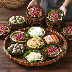 Xiangyuan <b>melamine</b> tableware, special <b>plates</b> for hot pot, commercial restaurant dishes, and retro-style skewers side dishes. - Product Image 1
