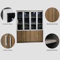 Meuble de rangement de bureau modulaire en bois personnalisable, avec panneau supérieur en verre, bibliothèque inférieure et armoire de classement à 8 portes, pour usage domestique et professionnel, OEM en gros