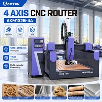 Machine de gravure et de sculpture CNC 4 axes à axe Z élevé pour le bois, la pierre, l'aluminium, le plastique, gravure et sculpture 3D AKM1325-4A