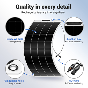 Panneau solaire pliable 100W le mieux noté, chargeur à efficacité de 22%, module photovoltaïque léger et flexible 1100x540mm - Product Image 6