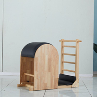 Baril d'échelle de Pilates en chêne réglable et portable – Équipement de gym à domicile multifonctionnel, écologique et durable pour l'entraînement corporel