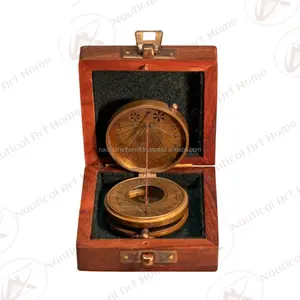 The Marry Rose-reloj y brújula con caja de madera, esfera solar de bolsillo marítimo antigua, brújula de arte náutico para el hogar, NAH10075