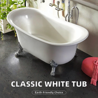 Baignoire ovale vintage de luxe européenne en acrylique blanc, écologique, pour usage intérieur, design traditionnel, autoportante avec drain intégré