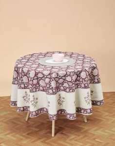 Modern Handmade Customizable 100% Cotton Printed <b>Table</b> <b>Cover</b> 45inch Floral Pink <b>White</b> Outdoor Use Washable Pastoral Style - Product Image 1