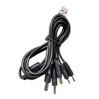 Câble de charge rapide USB DC 5 en 1 |   5 embouts (5,5 mm/4,0 mm/3,5 mm/2,5 mm/2,0 mm) |   Longueurs de 1 m 20 cm |   Utilisation d'écouteurs pour ordinateur |   Noir/Blanc
