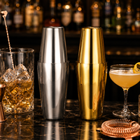 Ensemble de shakers à cocktails 18oz 28oz en acier inoxydable, deux pièces, résistant à l'eau chaude et froide, épaissi, avec logo personnalisé et motif gravé pour bar