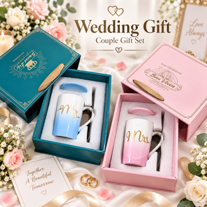 Set Regalo di Tazze in Ceramica Pronte per la Spedizione con Coperchio e Cucchiaio per Uomini e Donne, Regalo di Compleanno e Matrimonio, Vendita all'Ingrosso, Spedizione Rapida - Product Image 5