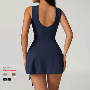 Falda deportiva de yoga y tenis con espalda hermosa, tirantes adelgazantes, transpirable, color liso, talla XL, antideslizante, con logo frontal. - Product Image 3