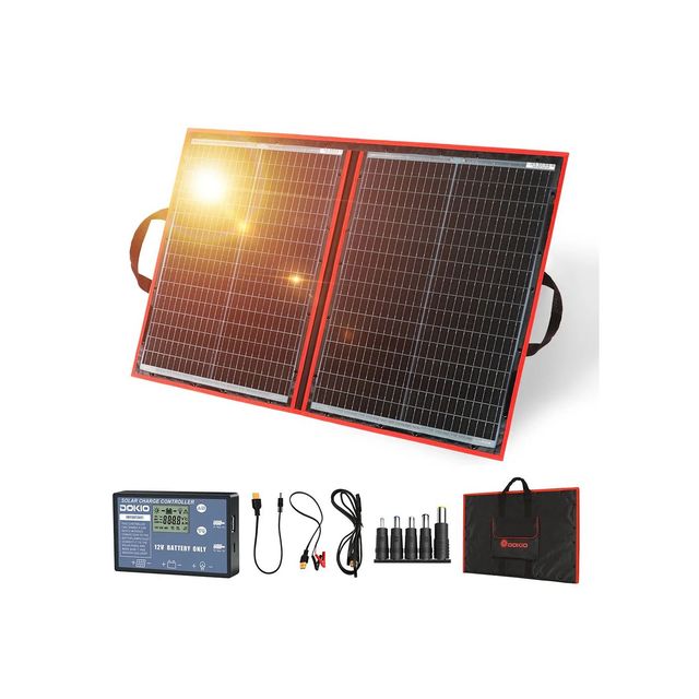 DOKIO 100W Foldable Monocrystalline 18v Charger Folding Portable Outdoor Camping Solar Panel