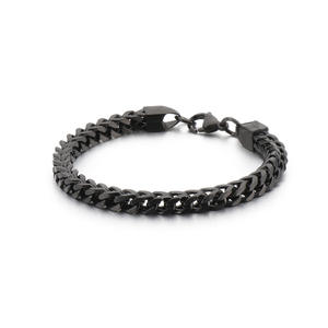 Bijoux <span class=keywords><strong>de</strong></span> Mode Religieux Élégants en Gros Collier et Bracelet Chaîne à Maillons Franco en Acier Inoxydable Plaqué Or 18K pour Homme - Product Image 4