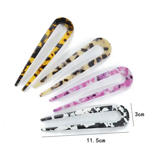 PDANY venta al por mayor 2,5mm de espesor Carey mármol pelo tenedor accesorios horquillas mujeres acetato en forma de U horquillas palos - Product Image 1