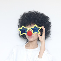 Wig Afro dan Badut Warna-warni Lucu untuk Perlengkapan Pesta Topeng