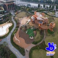 Aire de jeux modulaire extérieure avec structure métallique, toboggan tubulaire, tour d'escalade, pont en maille, équipement de parc pour enfants commercial, conception personnalisée OEM