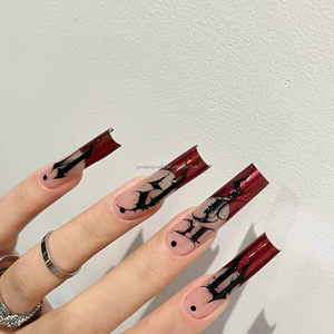 <span class=keywords><strong>Uñas</strong></span> Postizas Hechas a Mano, Forma Ataúd Mediana, Color Rosa Nude, con Contorno de Corazón Blanco y Diseño de <span class=keywords><strong>Punta</strong></span> Francesa, <span class=keywords><strong>Uñas</strong></span> Acrílicas - Product Image 3