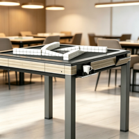 Table de Mahjong Automatique 2-en-1 à Quatre Compartiments avec Mélangeur Électrique Silencieux, Table à Manger Polyvalente pour Loisirs Résidentiels