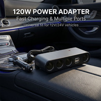 Chargeur double USB 12V DC, prise allume-cigare 4 voies pour voiture avec port de charge 5V 1000mA 24V