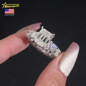Nuovo <span class=keywords><strong>Anello</strong></span> di Fidanzamento con Moissanite Taglio <span class=keywords><strong>Smeraldo</strong></span> da 5 Carati, Gioiello di Lusso, Anelli in <span class=keywords><strong>Argento</strong></span> con Diamanti per Matrimonio, Spedizione dagli USA - Product Image 1