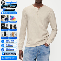 Chemise à manches longues en coton et polyester gaufré pour homme, personnalisable OEM, avec logo brodé, haut thermique décontracté, marque privée, streetwear
