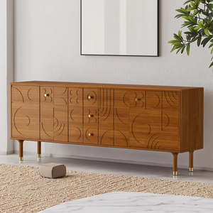 ארון צד קיר אלגנטי בסגנון אמצע המאה, עץ בוק מלא, 5+ מגירות, עיצוב תעשייתי, מתאים לבית, בר, מלון, סלון - Product Image 6