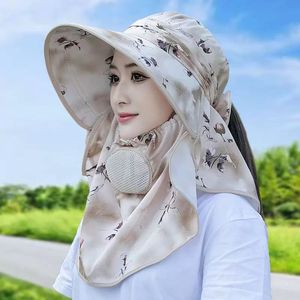 Sombrero de sol de ala ancha de verano con cubre cuello, protección UV transpirable para ciclismo al aire libre, recolección de té, color rosa - Product Image 2