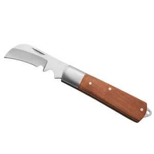 Gagang kayu lipat saku pemangkasan mencangkok pisau pemotong kartu Blister baja tahan karat alat ukir kayu pisau kayu