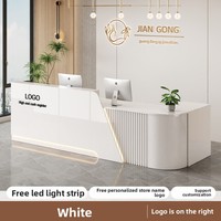 QT-212X Comptoir de caisse en cuir moderne et minimaliste, comptoir de réception de luxe léger pour salon de beauté, salon de thé, bar incurvé